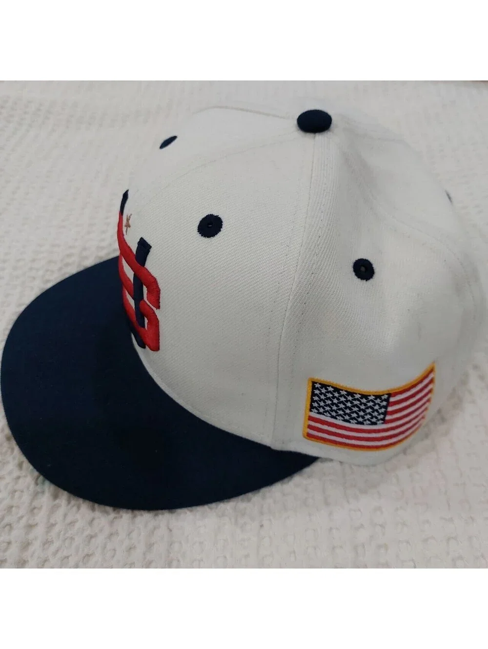 Rings & Crowns Hat Cap Snap Back White Blue USA United States Logo Mens